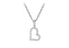 Sterling Silver Rhodium Plated Small Zirconia  Open-Heart Pendant on Adjustable Chain Necklace  39.5m/15.5"-42m/16.5"9