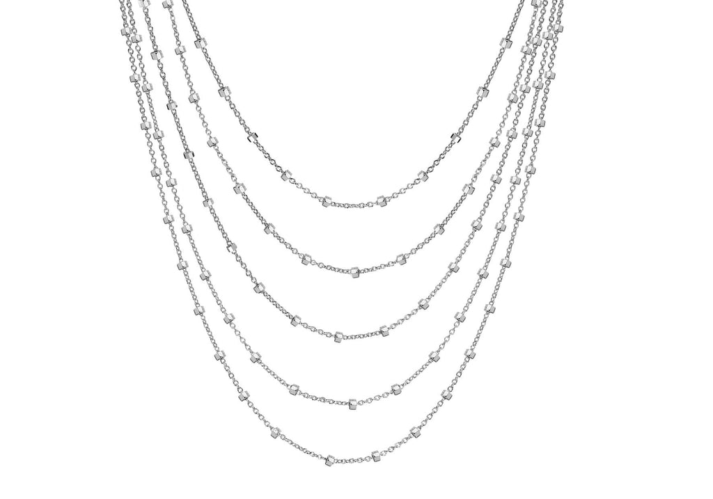 Sterling Silver Graduated Trace and Ball Chain Necklace  38m/15"9