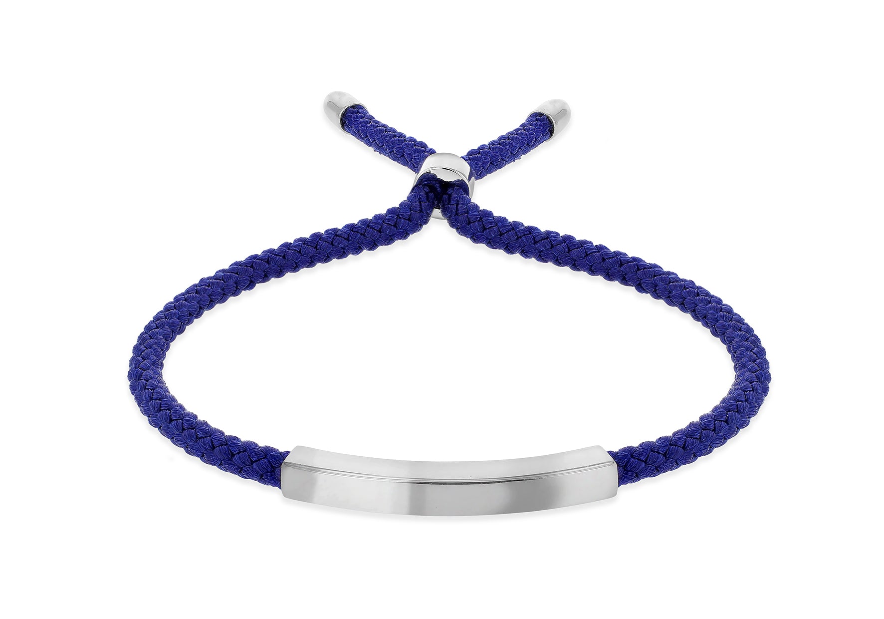 Sterling Silver Black Cord Slider ID Bracelet
