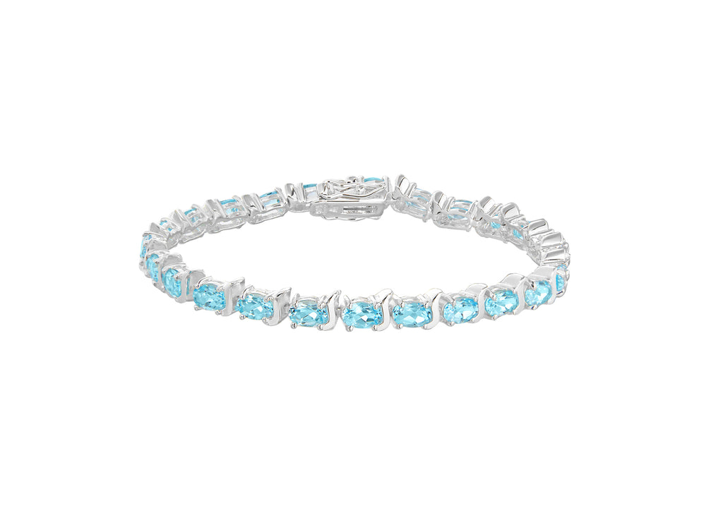 Sterling Silver 13.68t Blue Topaz Tennis Bracelet 19m/7.5"9