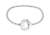 Sterling Silver Rhodium Plated Open-Heart T-Bar Bracelet 19m/7.5"9