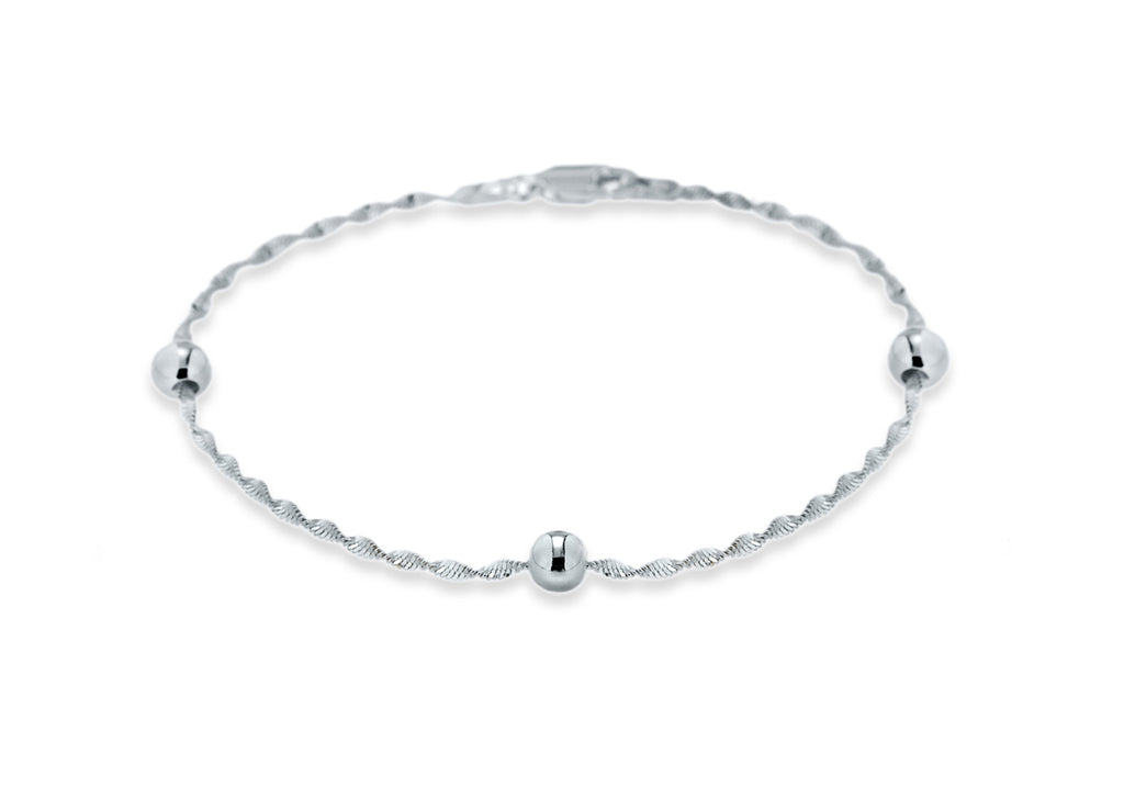 Sterling Silver Twist Bead Bracelet 19m/7.5"9
