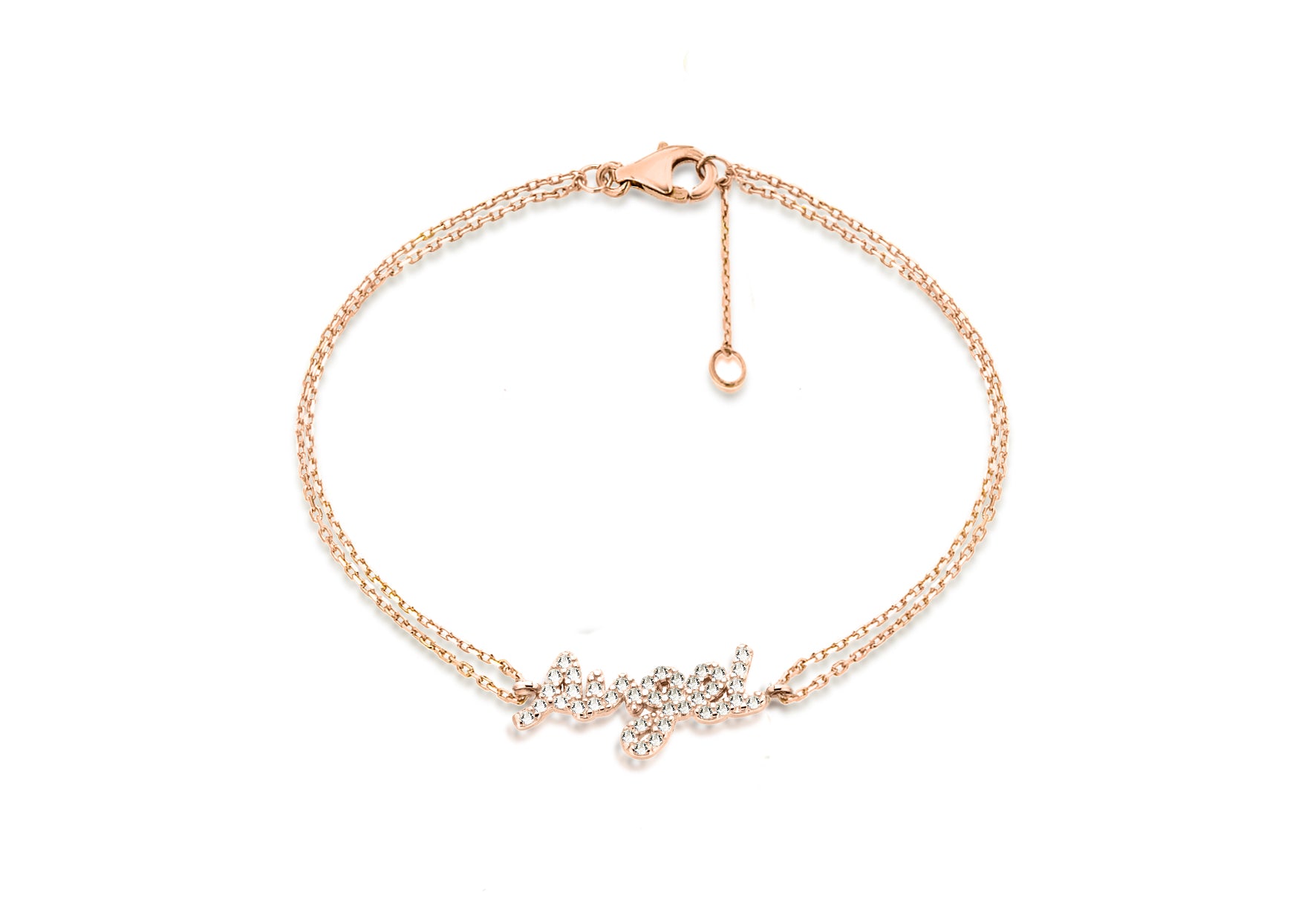 Sterling Silver Rose Gold Plated Zirconia  'Angel' Bracelet 19m/7.5"9
