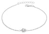 Sterling Silver Rhodium Plated Zirconia  Flower Bracelet 19m/7.5"9