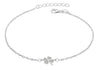 Sterling Silver Rhodium Plated Zirconia  Clover Bracelet 19m/7.5"9