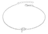 Sterling Silver Rhodium Plated Zirconia  'P' Initial Bracelet 19m/7.5"9