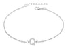 Sterling Silver Rhodium Plated Zirconia  'Q' Initial Bracelet 19m/7.5"9