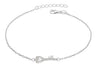 Sterling Silver Rhodium Plated Zirconia  Key Adjustable Bracelet 16.5m/6.5"-19m/7.5"9