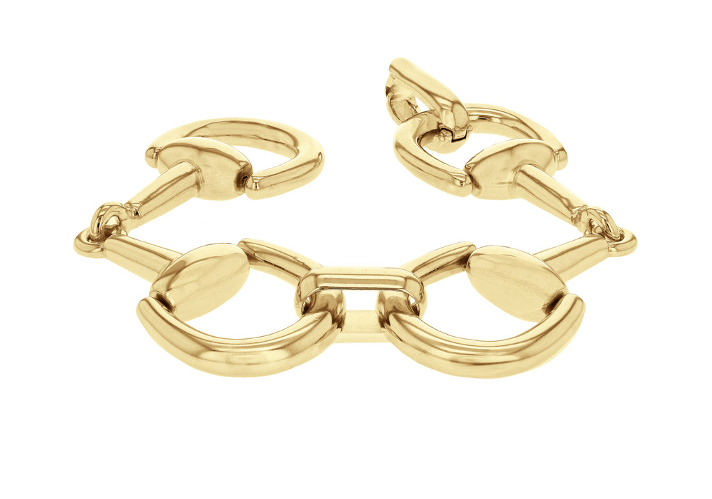 Sterling Silver Yellow Gold Plated Stirrup Link Bracelet 20m/8"9