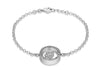 Sterling Silver Rhodium Plated Zirconia  Floating Clover Adjustable Bracelet 16.5m/6.5" - 18m/7"9
