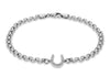 Sterling Silver Rhodium Plated Zirconia  Horseshoe Bismark Bracelet 19m/7.5"9