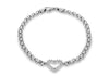 Sterling Silver Rhodium Plated Zirconia  Heart Bismark Bracelet 19m/7.5"9