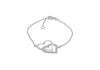 Sterling Silver Zirconia  Double-Heart Adjustable Bracelet 15m/6"-18m/7"9