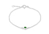 Sterling Silver Green 3mm Zirconia  May Birthstone Adjustable Bracelet 16m/6.25"-18m/7"9