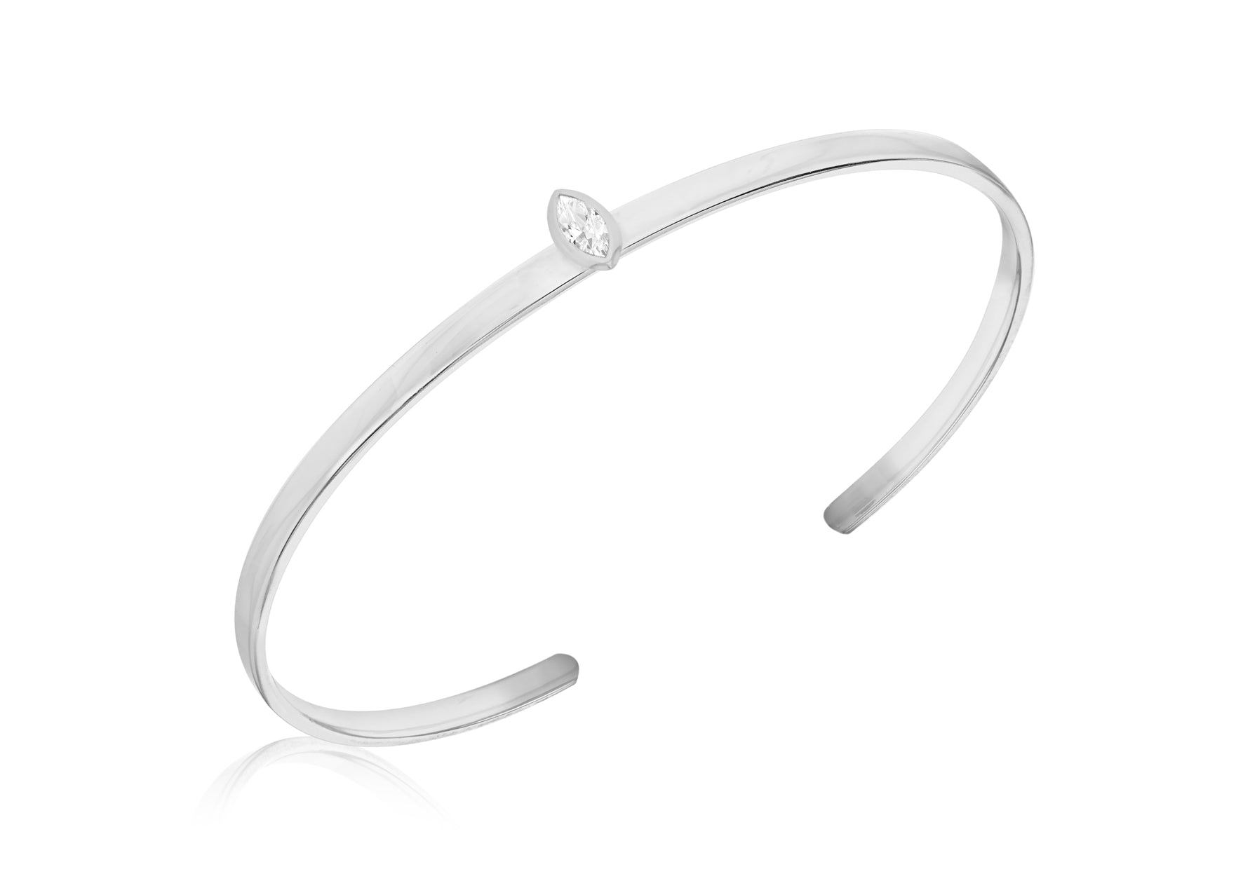 Sterling Silver Marquise Zirconia  Torque Bangle