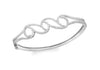 Sterling Silver Rhodium Plated Zirconia  Leaf Bangle