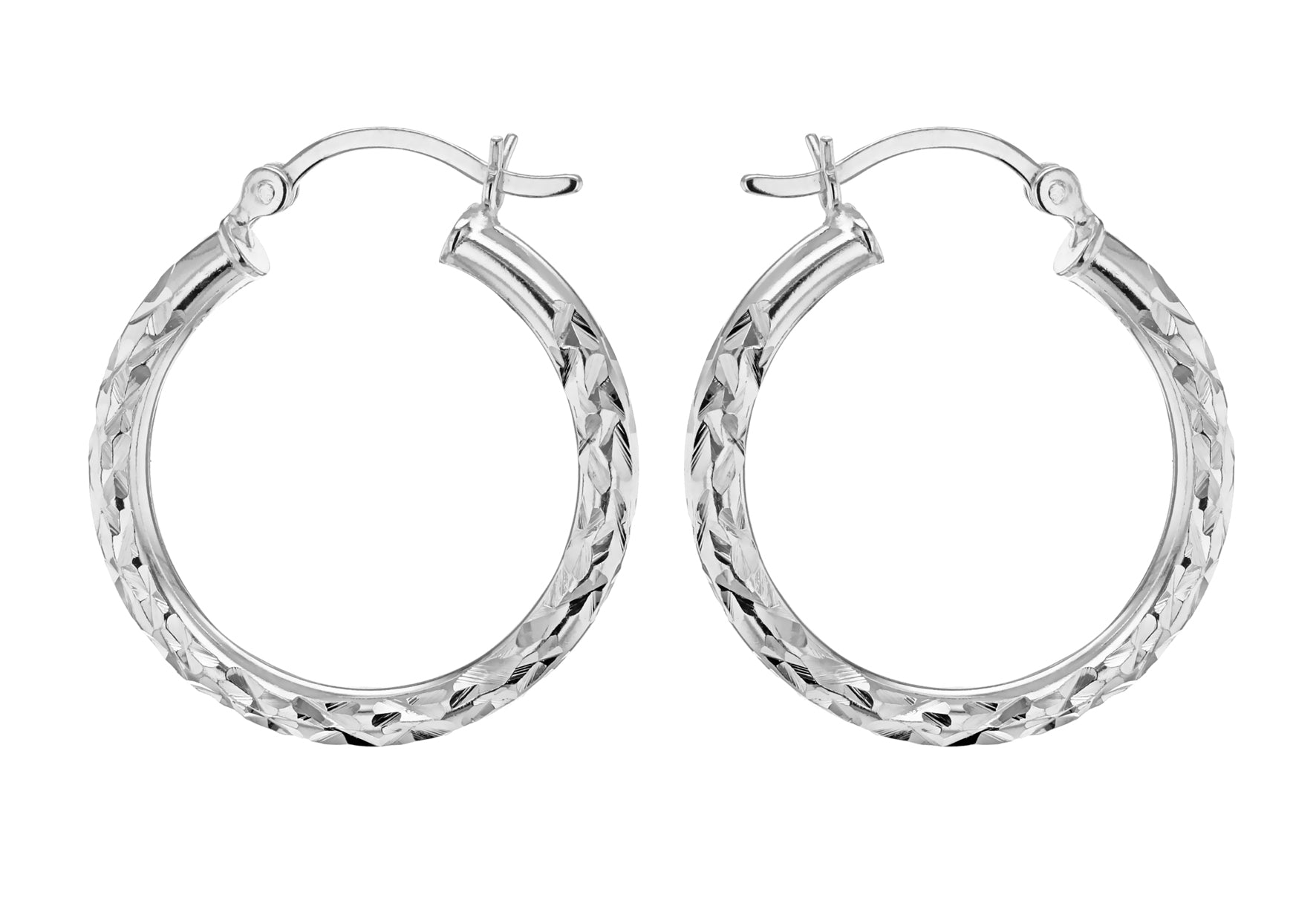 Sterling Silver 25mm Diamond Cut Creole Earrings