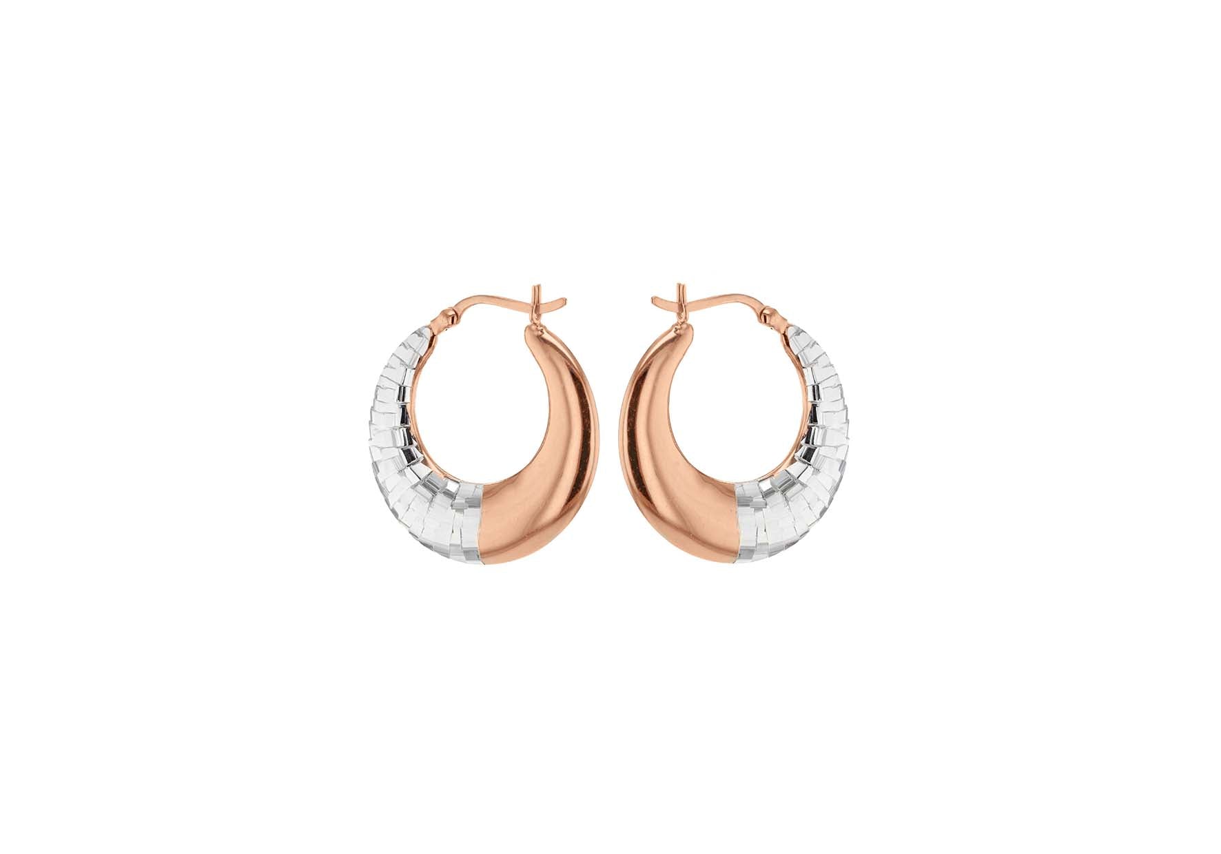 Sterling Silver Rose Gold Plated 25mm x 29mm Deo Creole Earrings