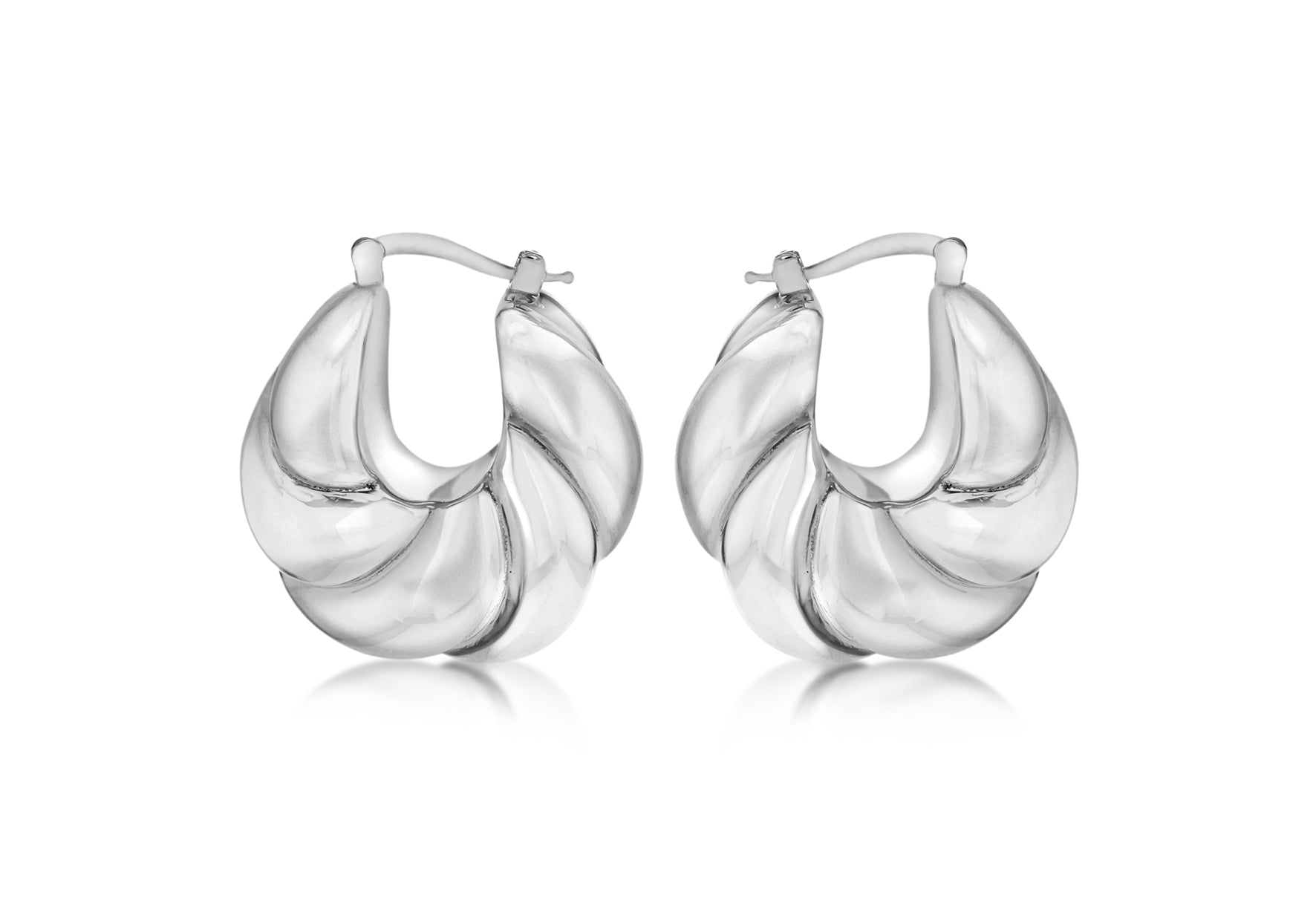 Sterling Silver Shell Patterned Eletroform Creole Earrings