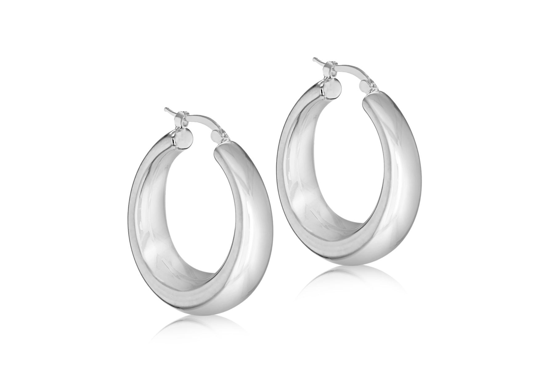 Sterling Silver 30mm Graduated Eletroform Creole Earrings