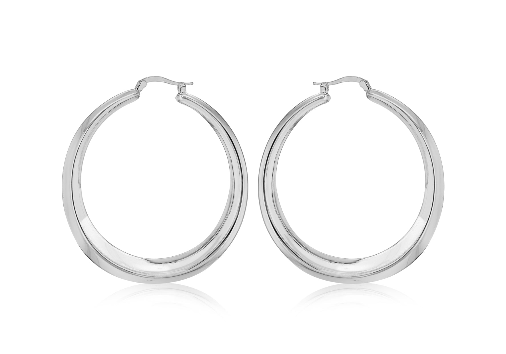 Sterling Silver 50mm Graduated Eletroform Creole Earrings