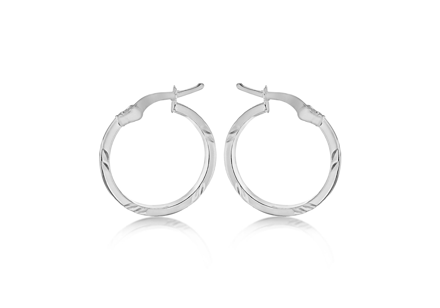 Sterling Silver 17.5mm Patterned Creole Earrings
