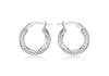 Sterling Silver 15.5mm Marquise Patterned Triangle-Tube Hoop Creole Earrings