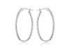 Sterling Silver Patterned Oval Hoop Earrings