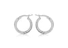 Sterling Silver 20mm Marquise Patterned Triangle-Tube Creole Earrings