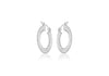 Sterling Silver Rhodium Plated Diamond Cut 25.6mm Floral Creole Earrings