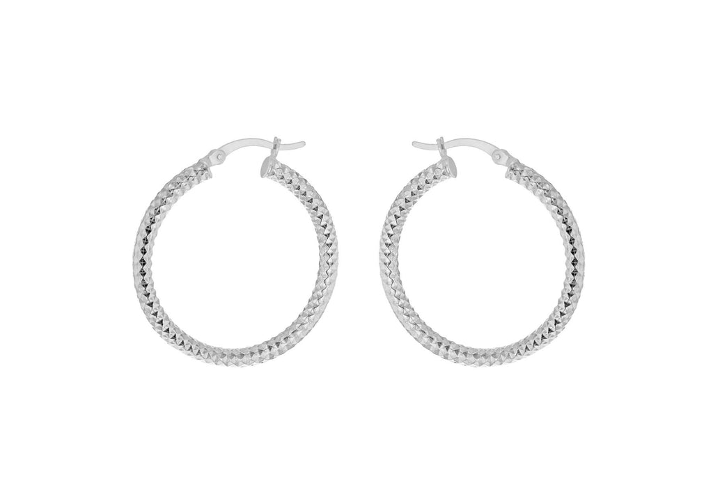 Sterling Silver 50mm Diamond Cut Hoop Creole Earrings