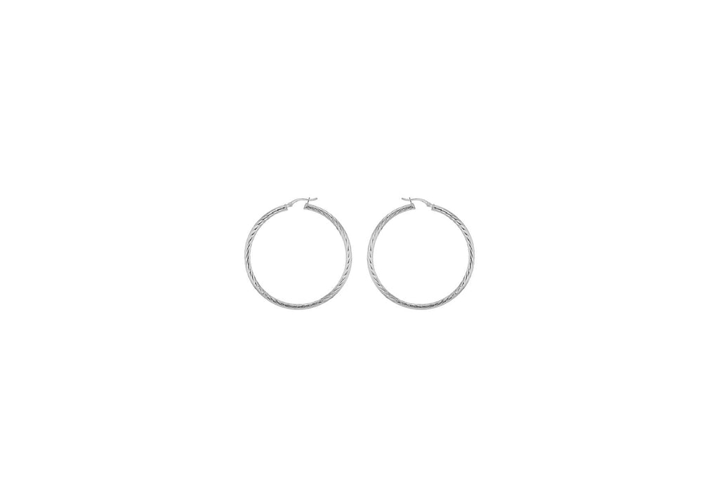 Sterling Silver 25mm Twist Diamond Cut Hoop Creole Earrings