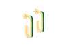 Yellow Gold Plated Sterling Silver Square Hook Enamel Earrings
