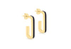 Yellow Gold Plated Sterling Silver Square Hook Enamel Earrings