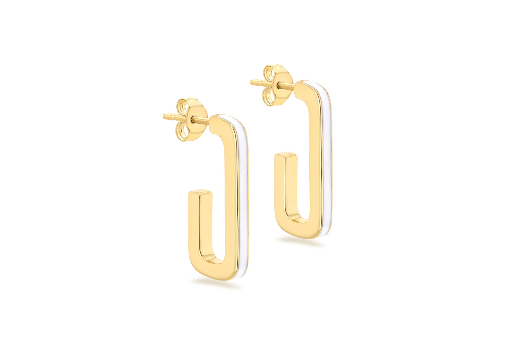 Yellow Gold Plated Sterling Silver Square Hook Enamel Earrings