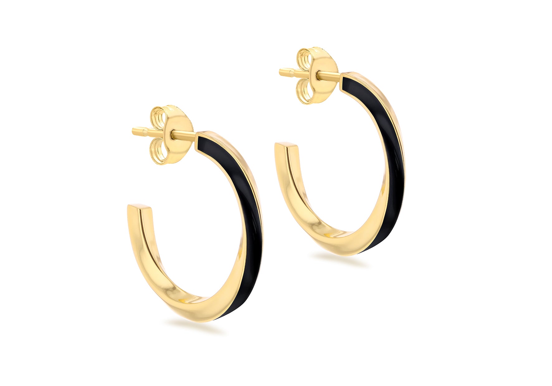 Yellow Gold Plated Sterling Silver Blue Glaze Twist Stud Earrings