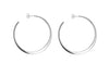Sterling Silver Rhodium Plated 45mm Flat Graduated Hoop Earrings