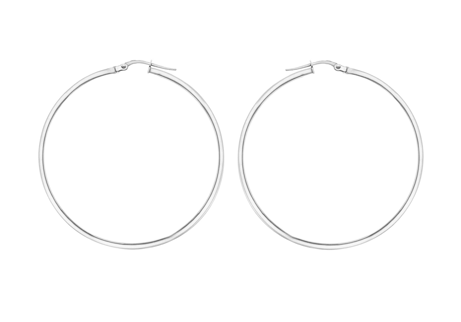 Sterling Silver 60mm Square Tube Creole Earrings