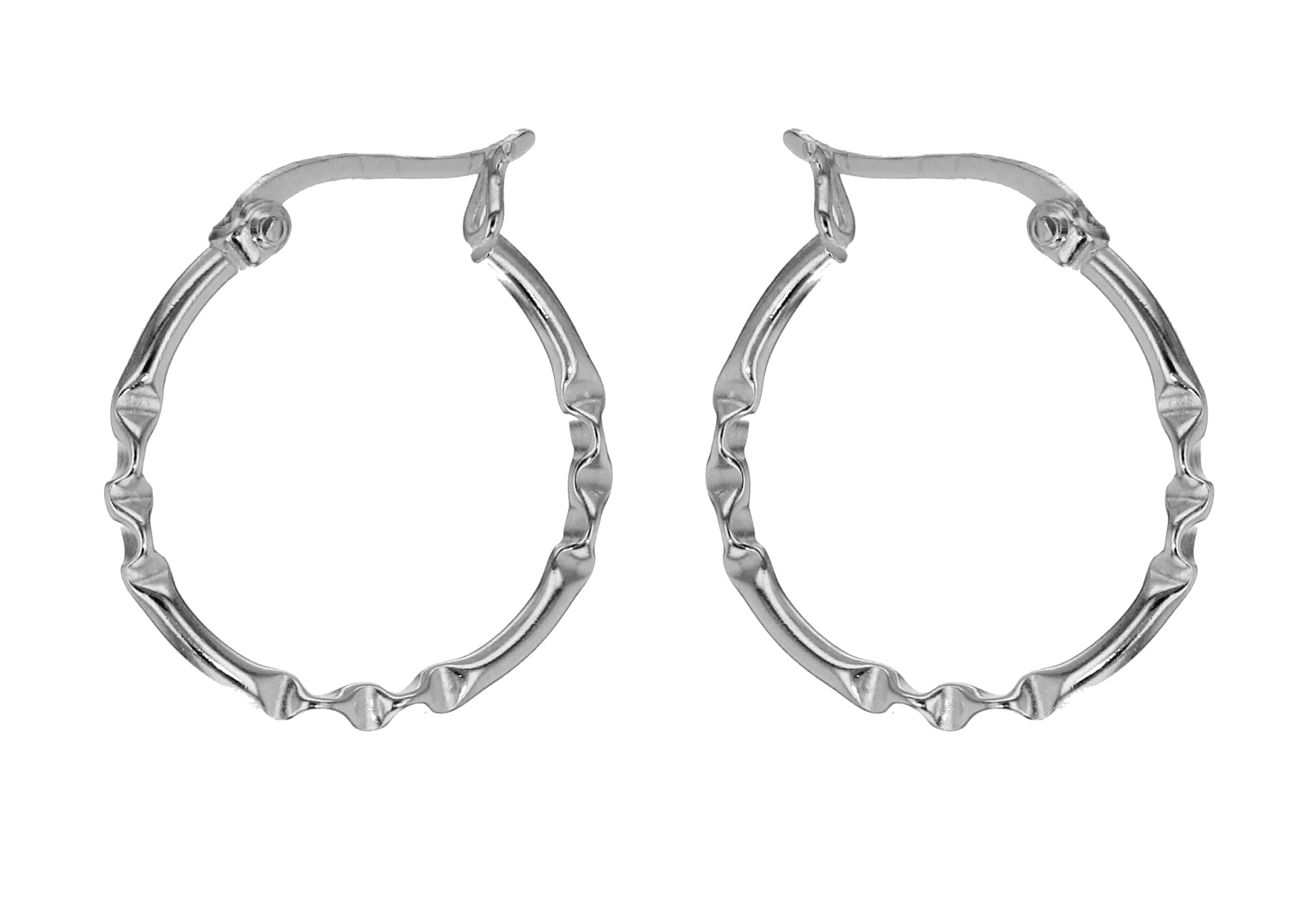 Sterling Silver 20mm Twist Pattern Creole Earrings