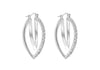 Sterling Silver Zirconia  Triple Triangular Hoop Creole Earrings
