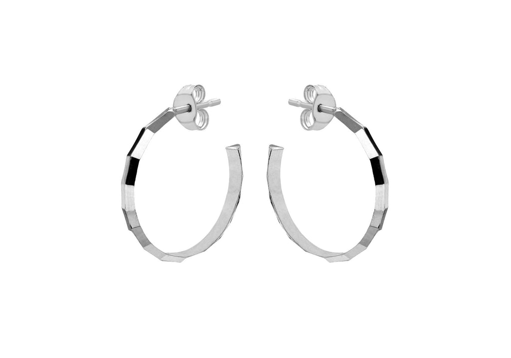 Sterling Silver 20mm Diamond Cut Hoop Earrings