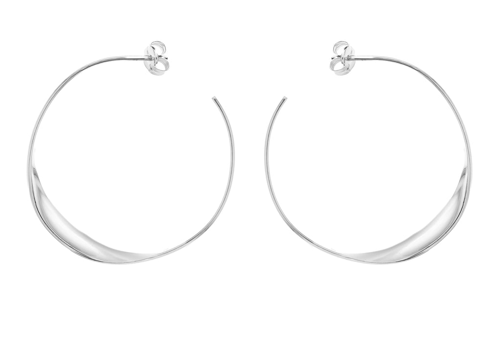 Sterling Silver Rhodium Plated 35mm Twist Hoop Earrings