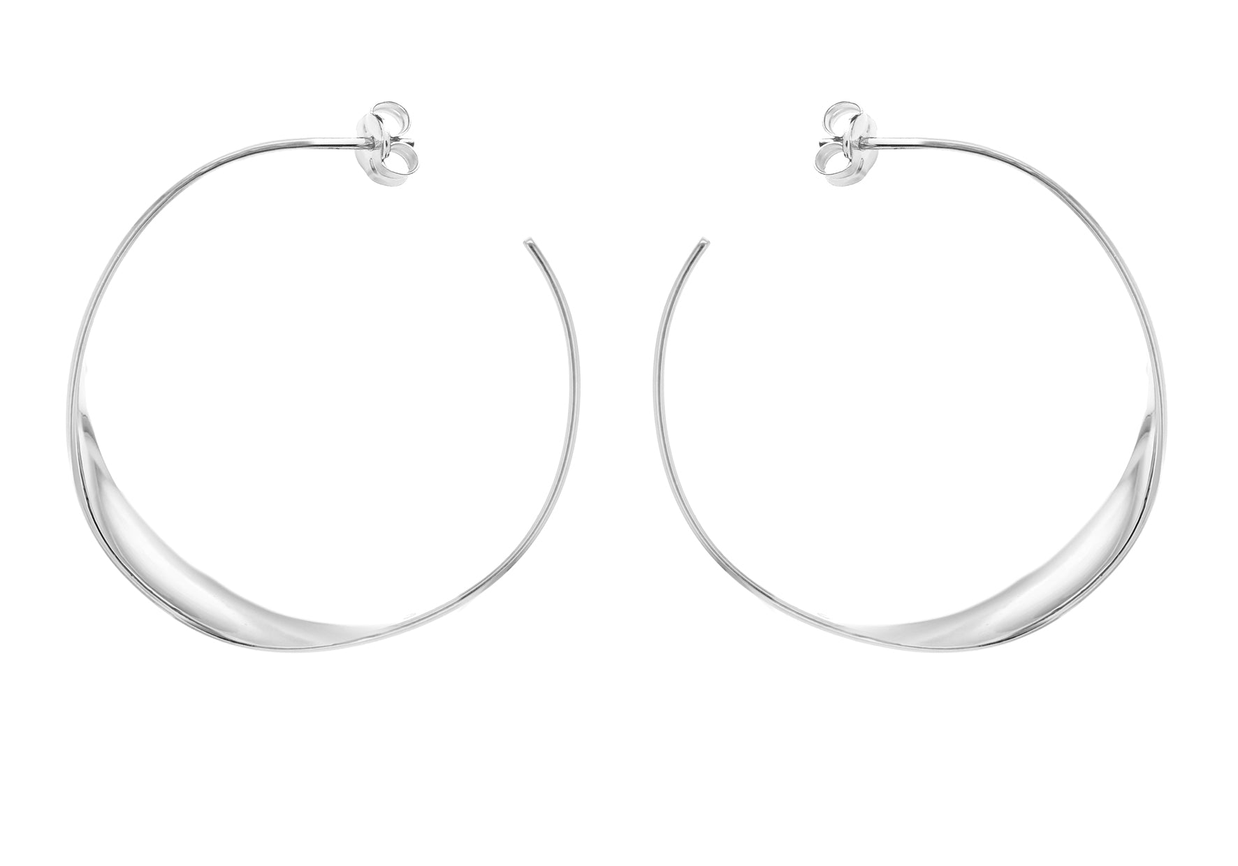 Sterling Silver Rhodium Plated 35mm Twist Hoop Earrings