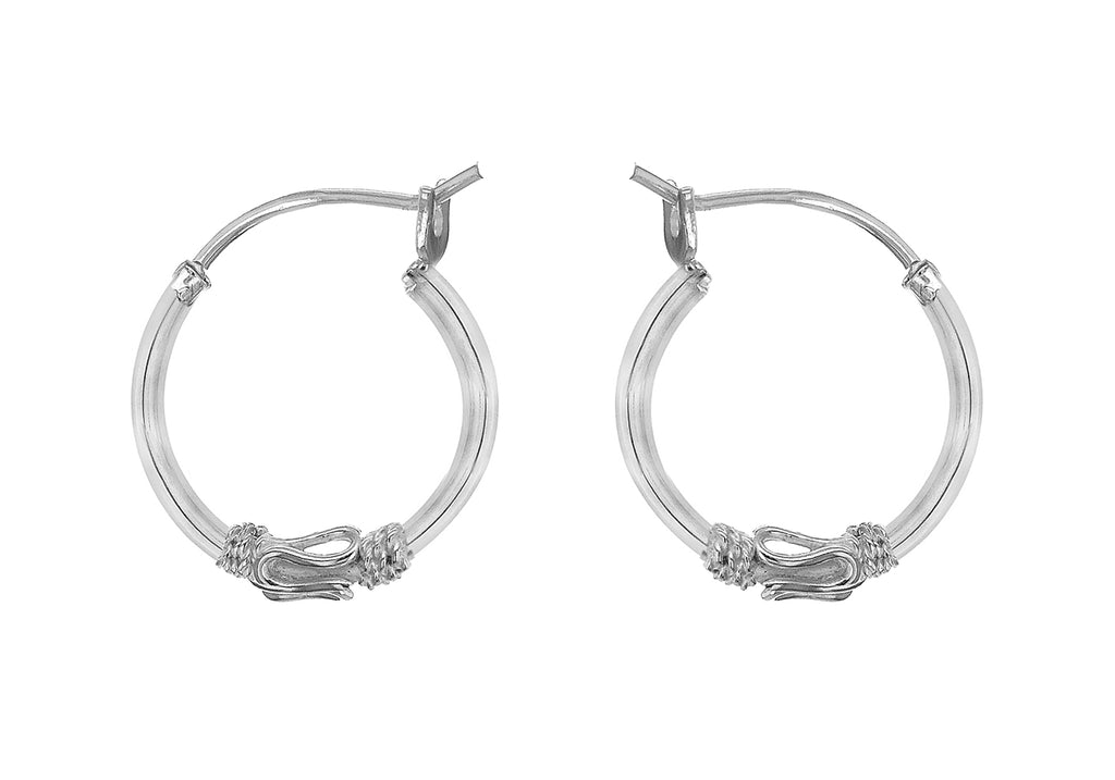 Sterling Silver 16mm Rope Design Hoop Earrings