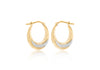 Sterling Silver 9ct Gold Bonded 15.5mm x 19.5mm Swirl Dot-Design Oval Creole Earrings