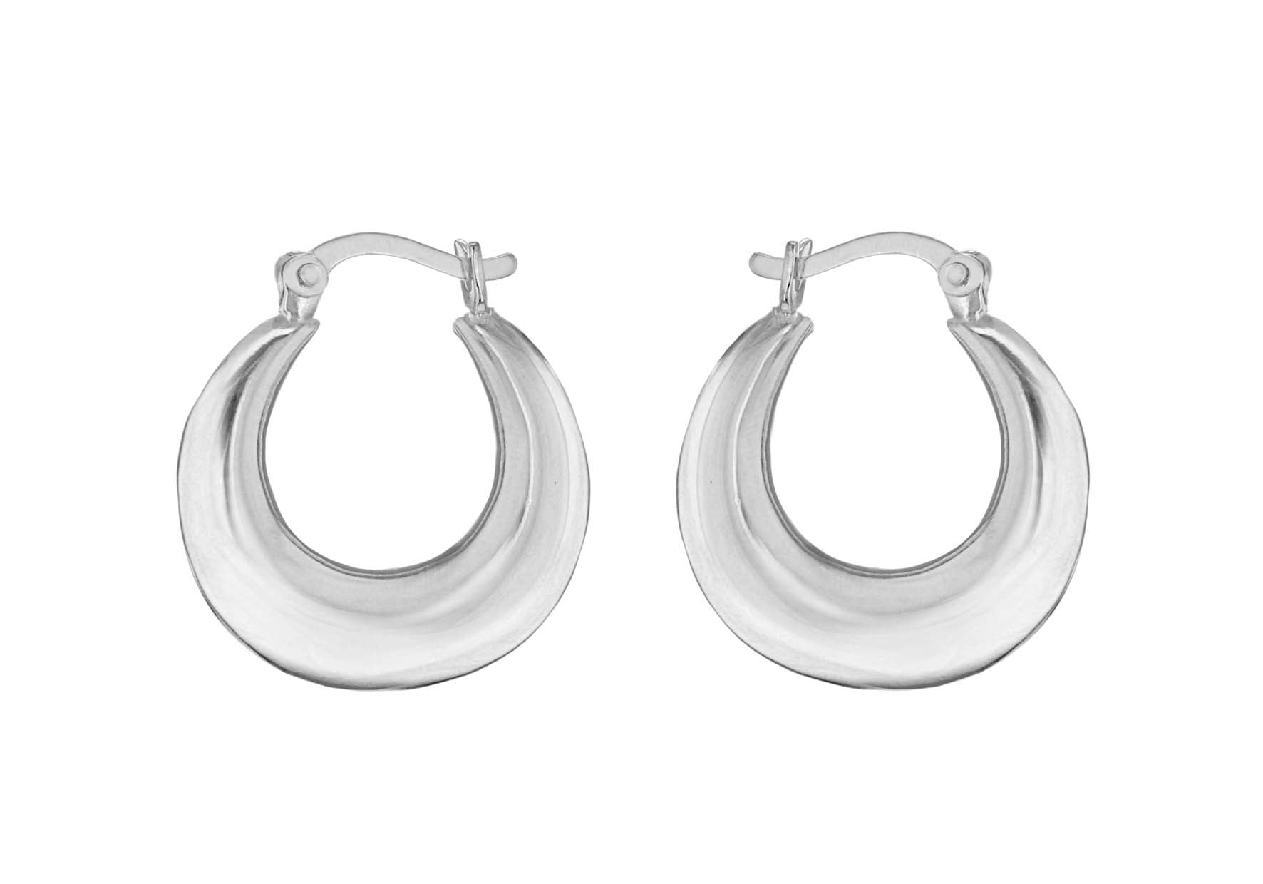 Sterling Silver 18.5mm Plain Graduated Creole Earrings