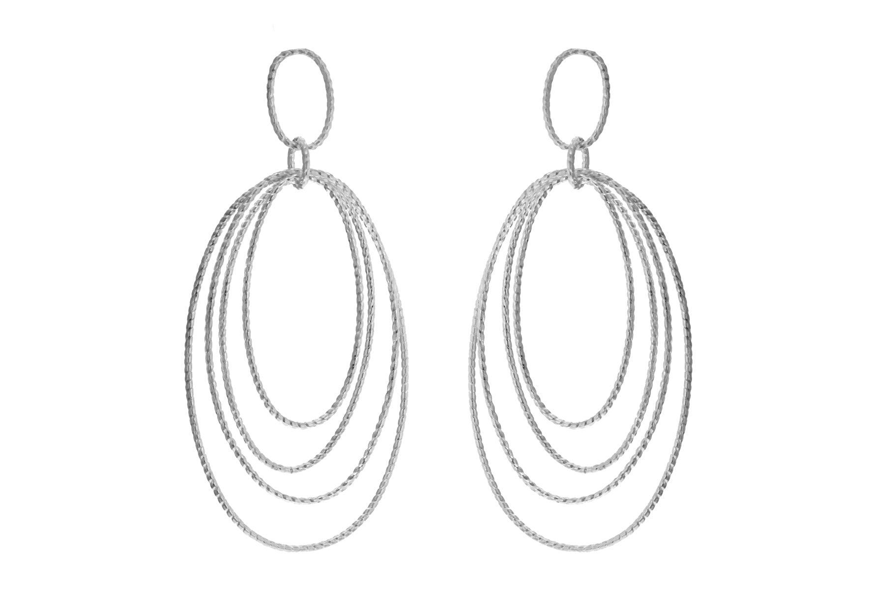 Sterling Silver Four Twisted Loops Drop Earrings