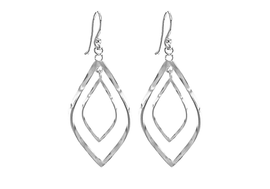Sterling Silver 19mm x 45mm Double Twisted-Oval Drop Earrings