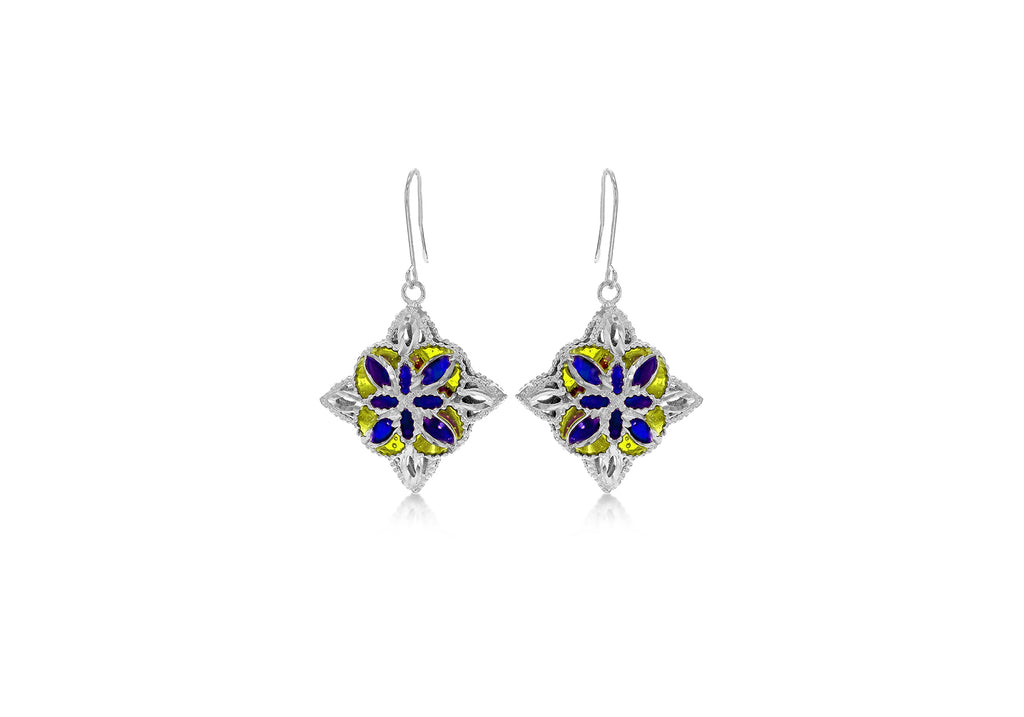 Mosai Enamel Silver Earrings