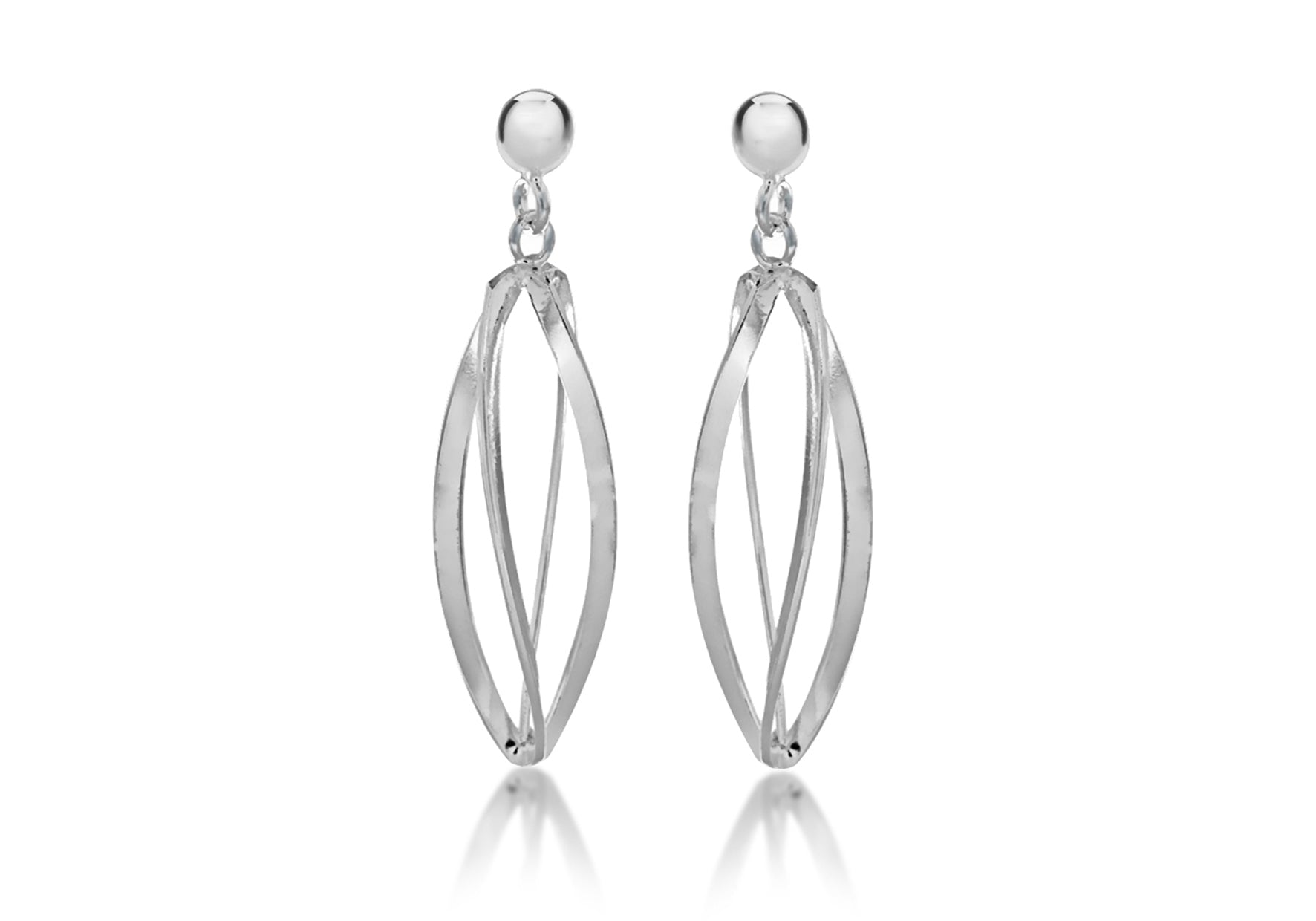 Sterling Silver 8.7mm x 37mm Open Twist Drop Earrings